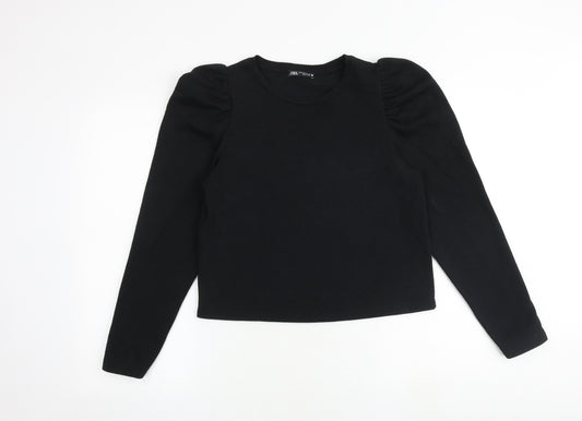 Zara Womens Black Polyester Pullover Sweatshirt Size M Pullover