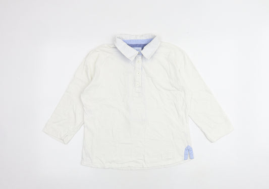 Crew Clothing Womens White 100% Cotton Basic Polo Size 12 Collared