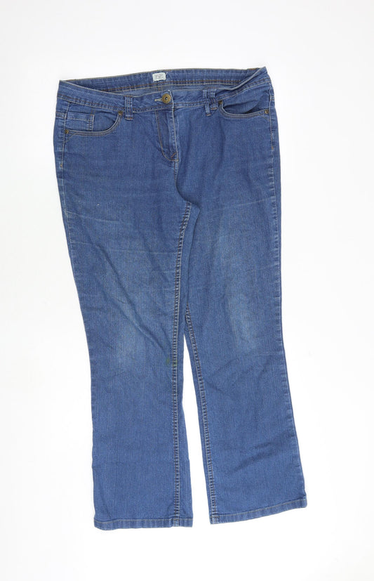 F&F Womens Blue Cotton Bootcut Jeans Size 16 Regular Zip