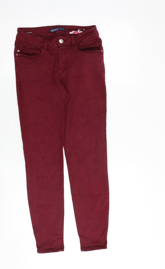 Zara Womens Purple Cotton Skinny Jeans Size 10 Regular Zip