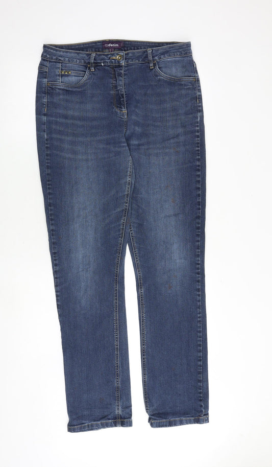 ITS Denim Womens Blue Cotton Straight Jeans Size 16 Regular Zip