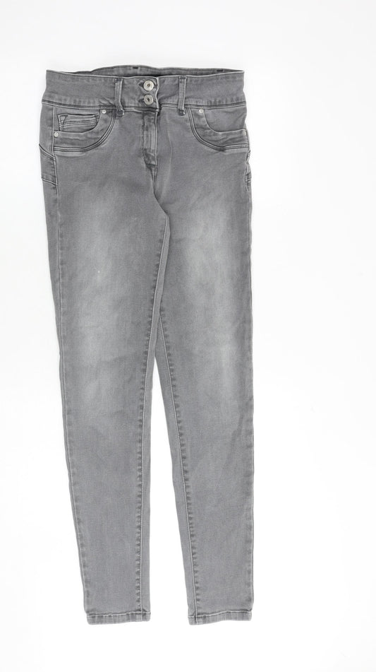 NEXT Womens Grey Cotton Skinny Jeans Size 10 Slim Zip