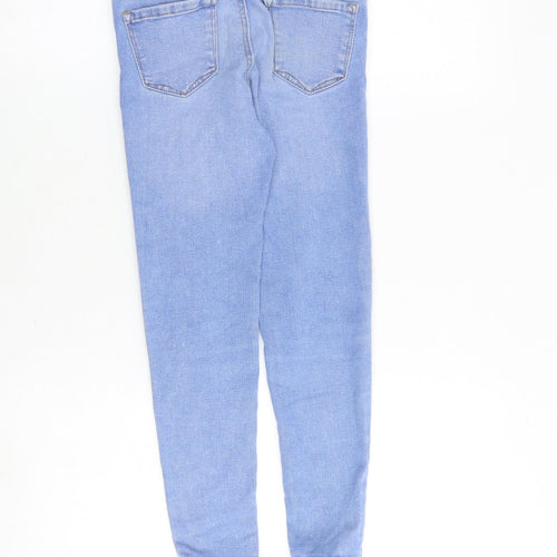 New Look Girls Blue Cotton Skinny Jeans Size 9 Years Slim Zip