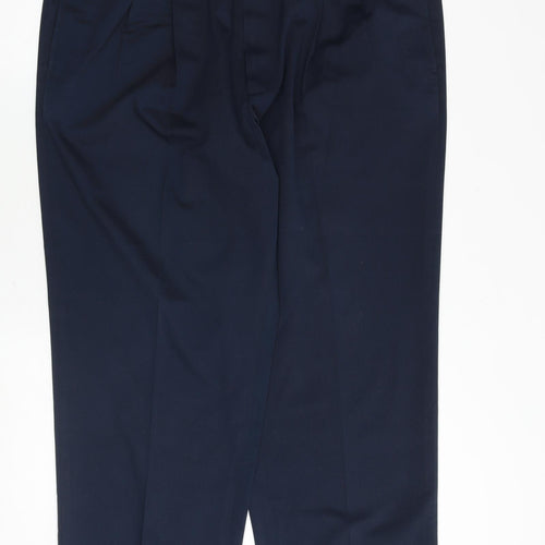 Brooks Brothers Mens Blue Cotton Dress Pants Trousers Size 42 in L30 in Regular Zip