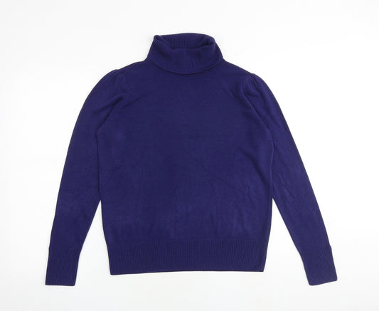 Marks and Spencer Womens Blue Roll Neck Acrylic Pullover Jumper Size 14