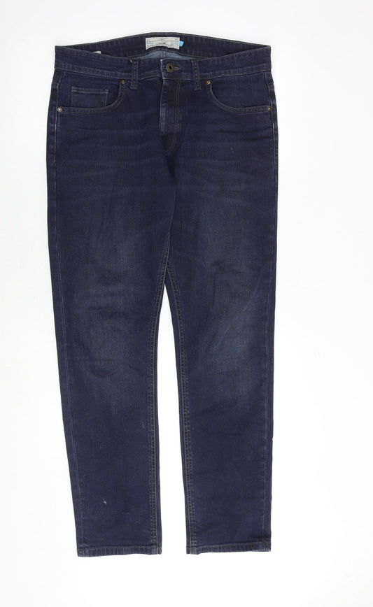 NEXT Mens Blue Cotton Straight Jeans Size 32 in Slim Zip