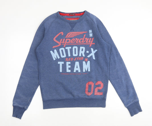 Superdry Mens Blue Cotton Pullover Sweatshirt Size S - Motor-X Team