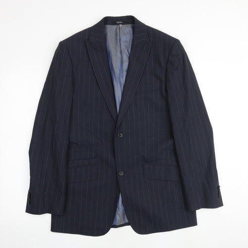 Ted Baker Mens Blue Striped Polyester Jacket Suit Jacket Size 36 Regular