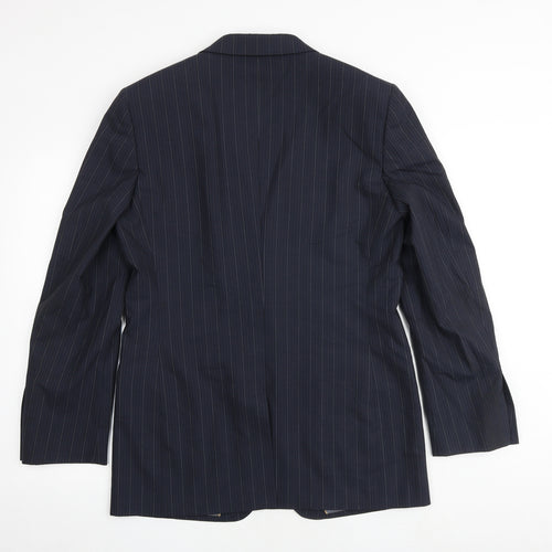 Ted Baker Mens Blue Striped Polyester Jacket Suit Jacket Size 36 Regular