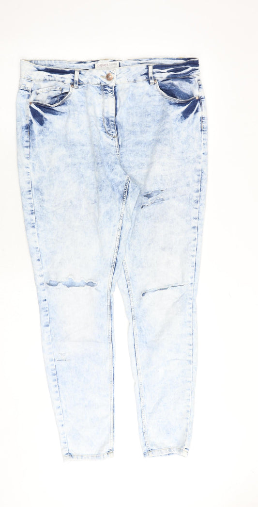 Papaya Womens Blue Cotton Skinny Jeans Size 16 Regular Zip