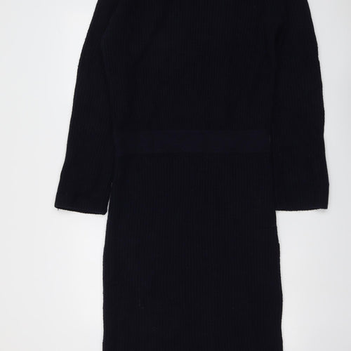 Reiss Womens Blue Wool Jumper Dress Size M Round Neck Pullover