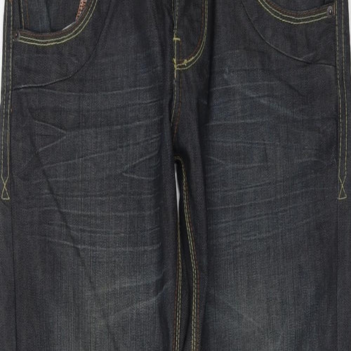 Crafted Mens Blue Cotton Straight Jeans Size 32 in L30 in Regular Button