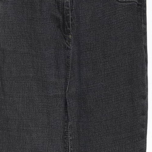 Bonmarché Womens Black Cotton Bootcut Jeans Size 14 Regular Zip