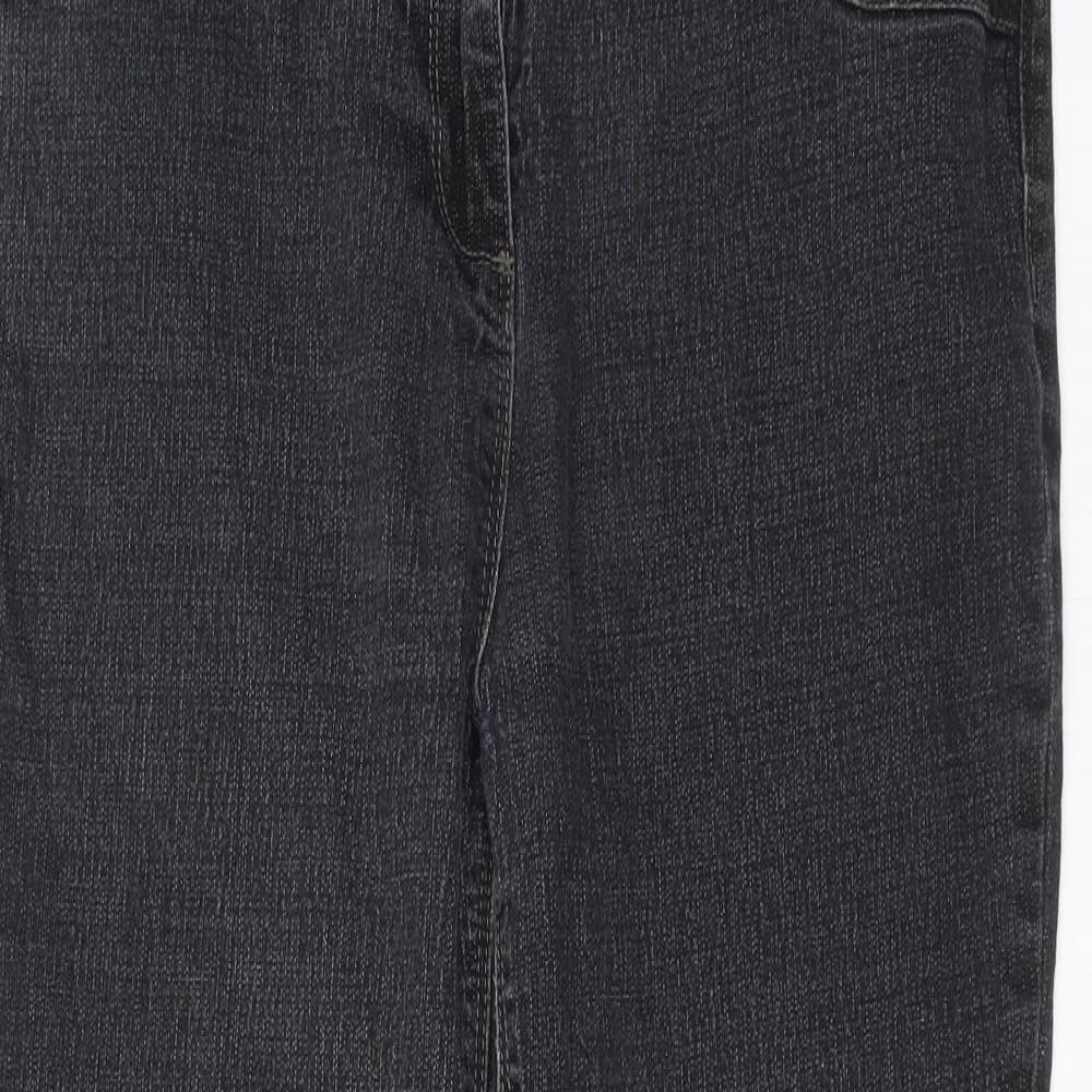 Bonmarché Womens Black Cotton Bootcut Jeans Size 14 Regular Zip