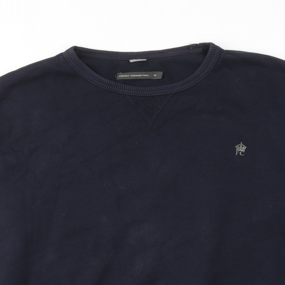 French Connection Mens Blue Cotton Pullover Sweatshirt Size M