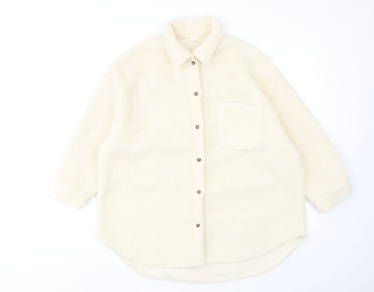 NEXT Girls Ivory Shirt Jacket Jacket Size 10 Years Button - Sherpa