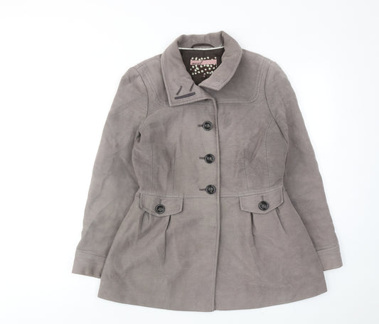 NEXT Womens Grey Pea Coat Coat Size 8 Button