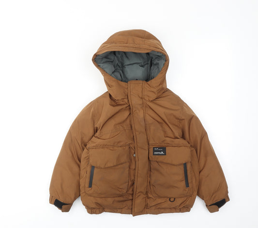 Zara Boys Brown Puffer Jacket Jacket Size 6 Years Zip