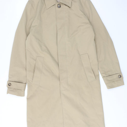 H&M Womens Beige Overcoat Coat Size S Button
