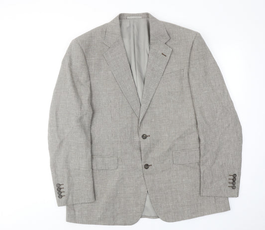 Marks and Spencer Mens Brown Geometric Wool Jacket Suit Jacket Size 44 Regular