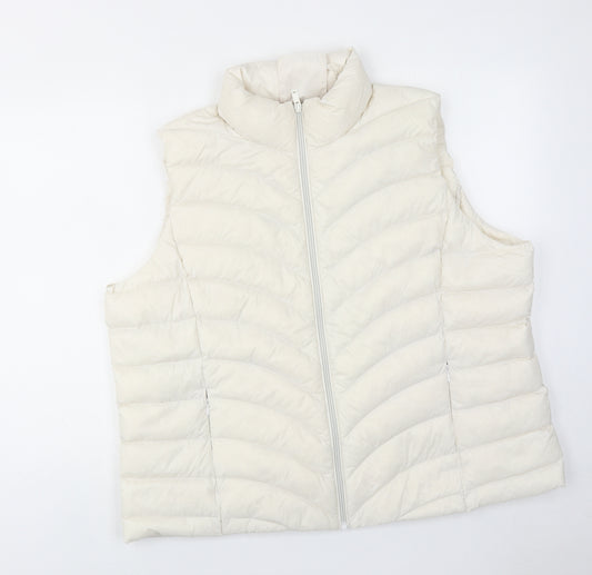 Marks and Spencer Womens Ivory Gilet Jacket Size 22 Zip