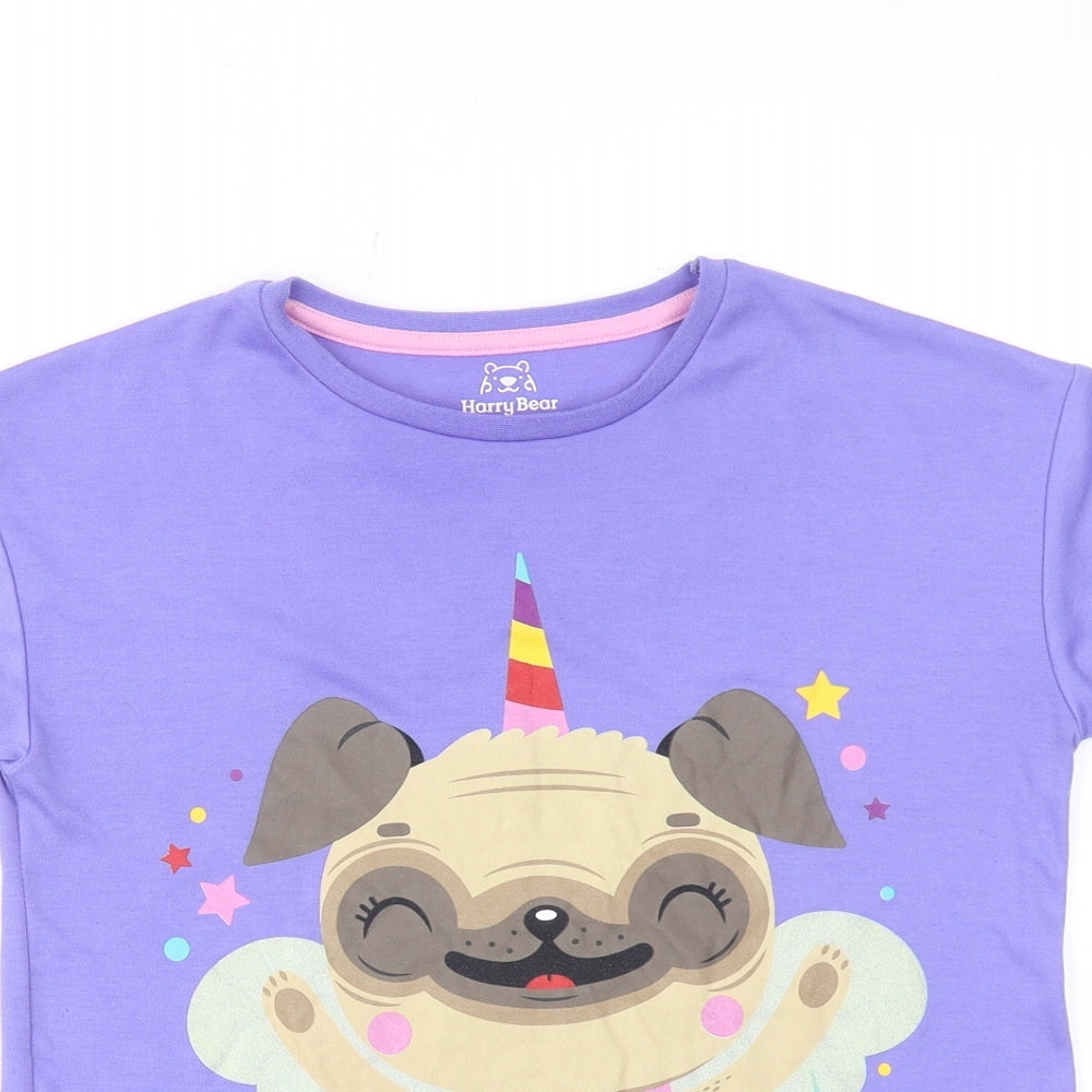Harry bear Girls Purple Polyester Pullover T-Shirt Size 11-12 Years Crew Neck Pullover - Pugicorn