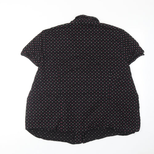 essence Womens Black Polka Dot Cotton Basic Button-Up Size 26 Collared