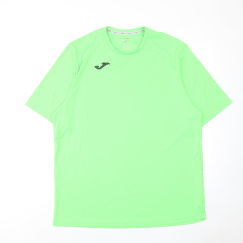 Joma Mens Green Polyester Basic T-Shirt Size 2XL Crew Neck Pullover