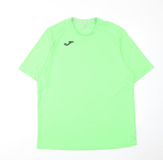 Joma Mens Green Polyester Basic T-Shirt Size 2XL Crew Neck Pullover