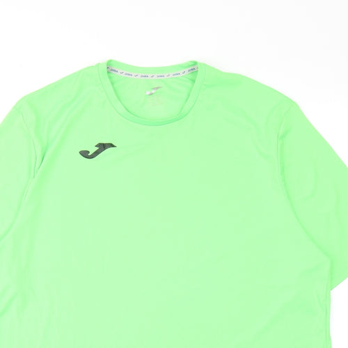 Joma Mens Green Polyester Basic T-Shirt Size 2XL Crew Neck Pullover