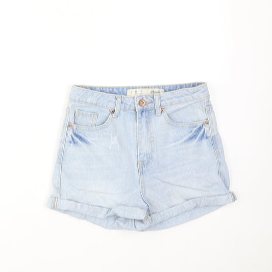 Denim & Co. Womens Blue Cotton Mom Shorts Size 6 Regular Zip