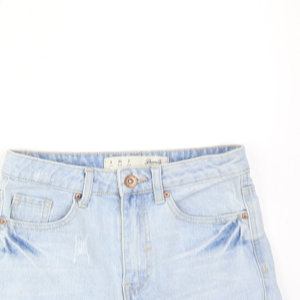 Denim & Co. Womens Blue Cotton Mom Shorts Size 6 Regular Zip