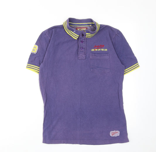 Joe Browns Mens Purple Cotton Polo Size S Collared Button