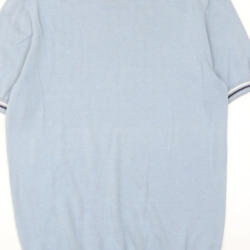 Common People Mens Blue Round Neck Cotton Pullover Jumper Size M Short Sleeve