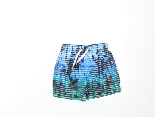 Los Angeles Boys Multicoloured Striped Polyester Bermuda Shorts Size 4-5 Years Regular Drawstring - Palm Print