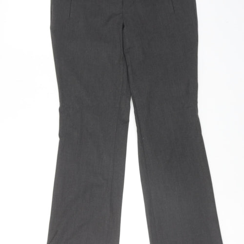 Marks and Spencer Womens Grey Polyester Dress Pants Trousers Size 10 Regular Hook & Eye - Zipped Pockets