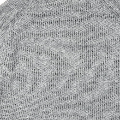 Marks and Spencer Mens Grey High Neck Acrylic Henley Jumper Size 2XL Long Sleeve