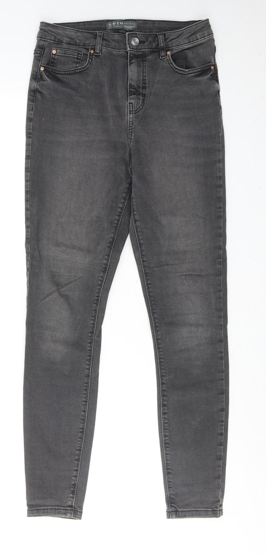 Denim & Co. Womens Grey Cotton Skinny Jeans Size 12 Regular Zip