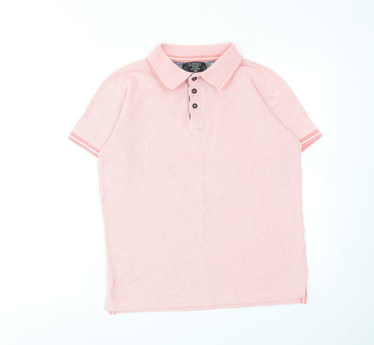 Dunnes Stores Mens Pink Cotton Polo Size S Collared Button