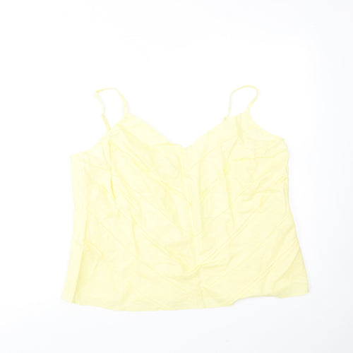 Marks and Spencer Womens Yellow Linen Basic Tank Size 18 V-Neck