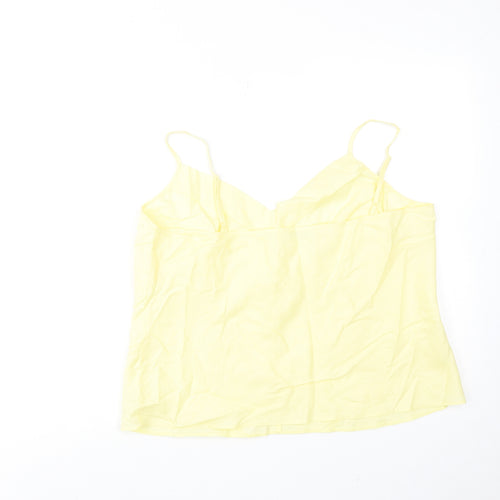 Marks and Spencer Womens Yellow Linen Basic Tank Size 18 V-Neck