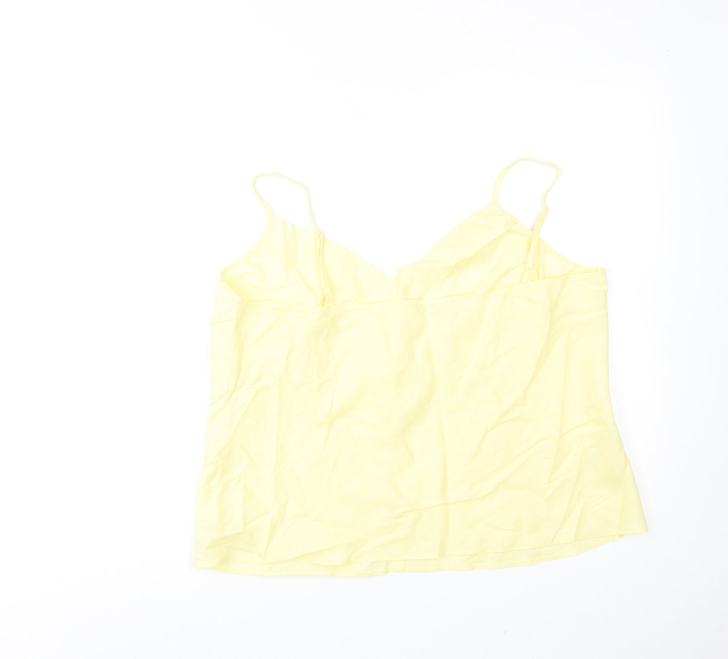 Marks and Spencer Womens Yellow Linen Basic Tank Size 18 V-Neck