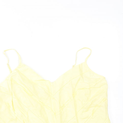 Marks and Spencer Womens Yellow Linen Basic Tank Size 18 V-Neck