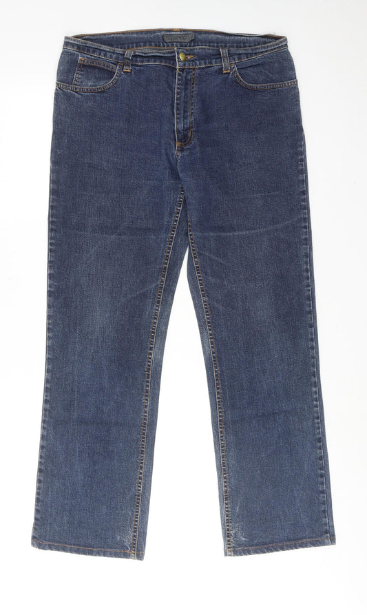 Douglas Womens Blue Cotton Straight Jeans Size XL Regular Zip