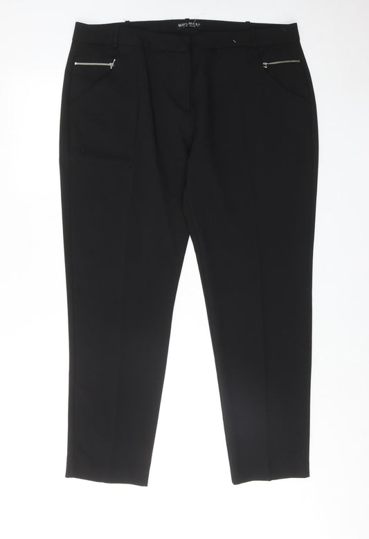 Select Womens Black Polyester Chino Trousers Size 18 Regular Hook & Eye