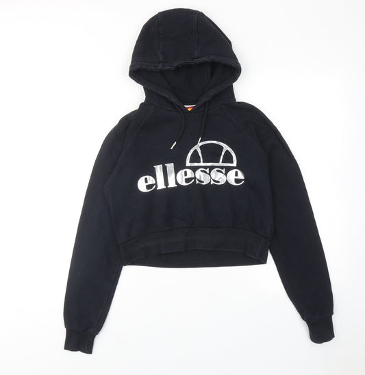 ellesse Womens Black Cotton Pullover Hoodie Size 8 Pullover