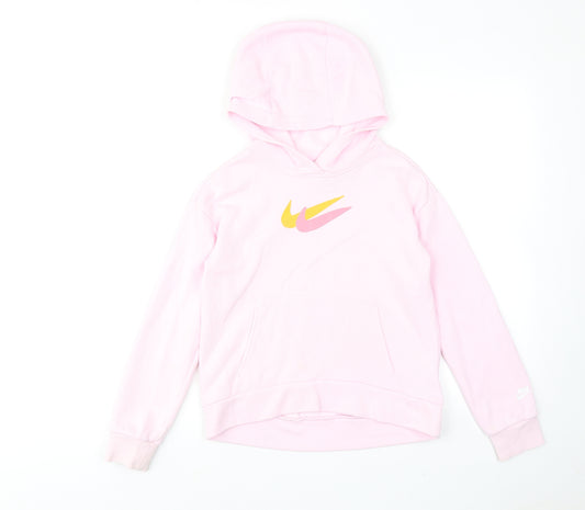 Nike Girls Pink Cotton Pullover Hoodie Size 10-11 Years Pullover