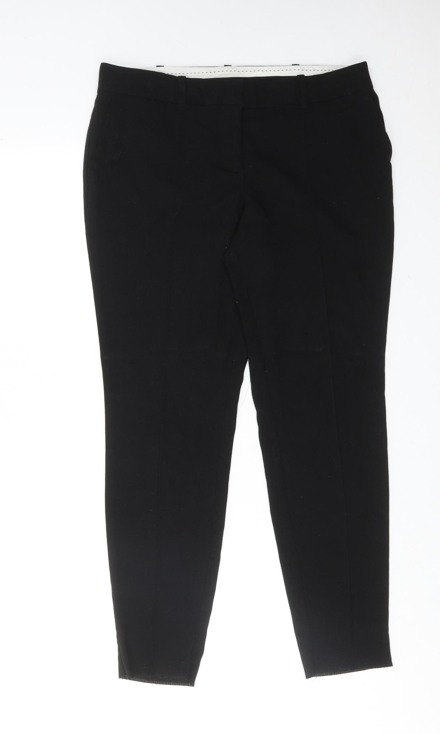 NEXT Womens Black Polyester Chino Trousers Size 12 Regular Hook & Eye