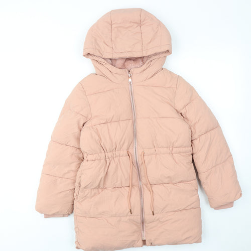 Marks and Spencer Girls Pink Quilted Coat Size 8-9 Years Zip