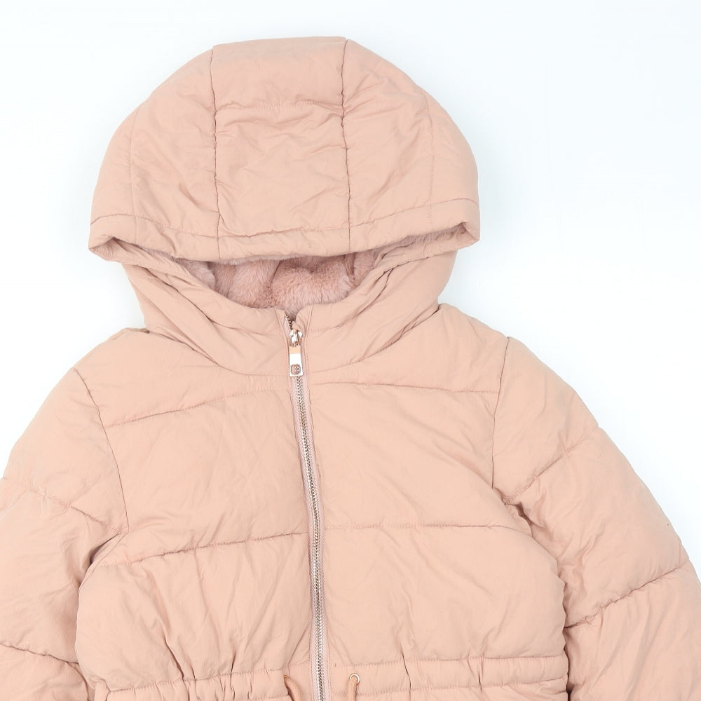 Marks and Spencer Girls Pink Quilted Coat Size 8-9 Years Zip